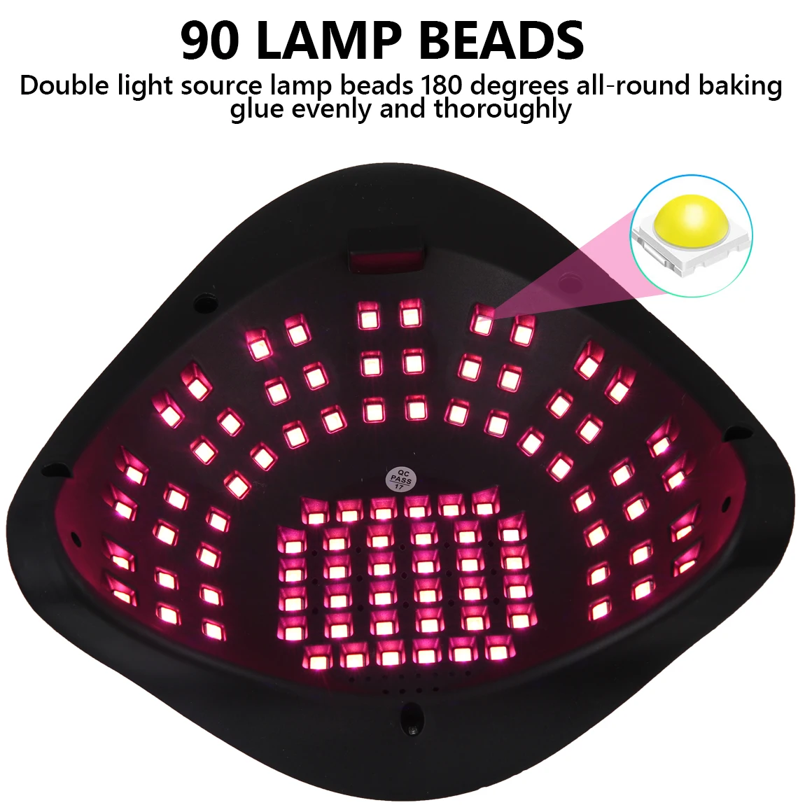 ترقية حديثا الأشعة فوق البنفسجية/LED الضوء الأحمر مسمار مصباح 90 حبيبات مصباح مستديرة متفاوتة الأحجام المهنية مسمار مجفف مع شاشة عرض 4 مرات سريع هلام علاج الأظافر