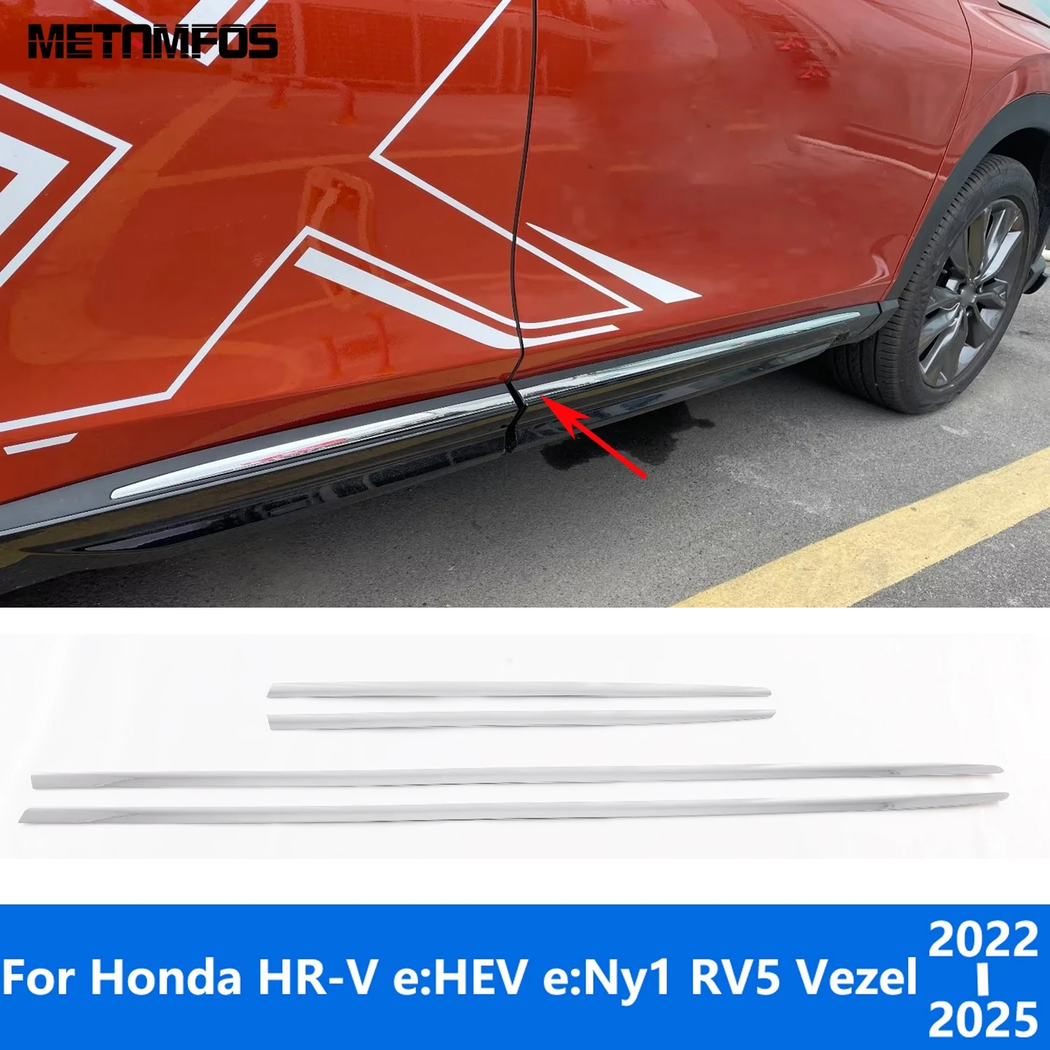 

Accessories For Honda HR-V e:HEV e:Ny1 RV5 Vezel 2022-2024 2025 Chrome Side Door Line Strip Body Skirt Molding Trim Car Styling