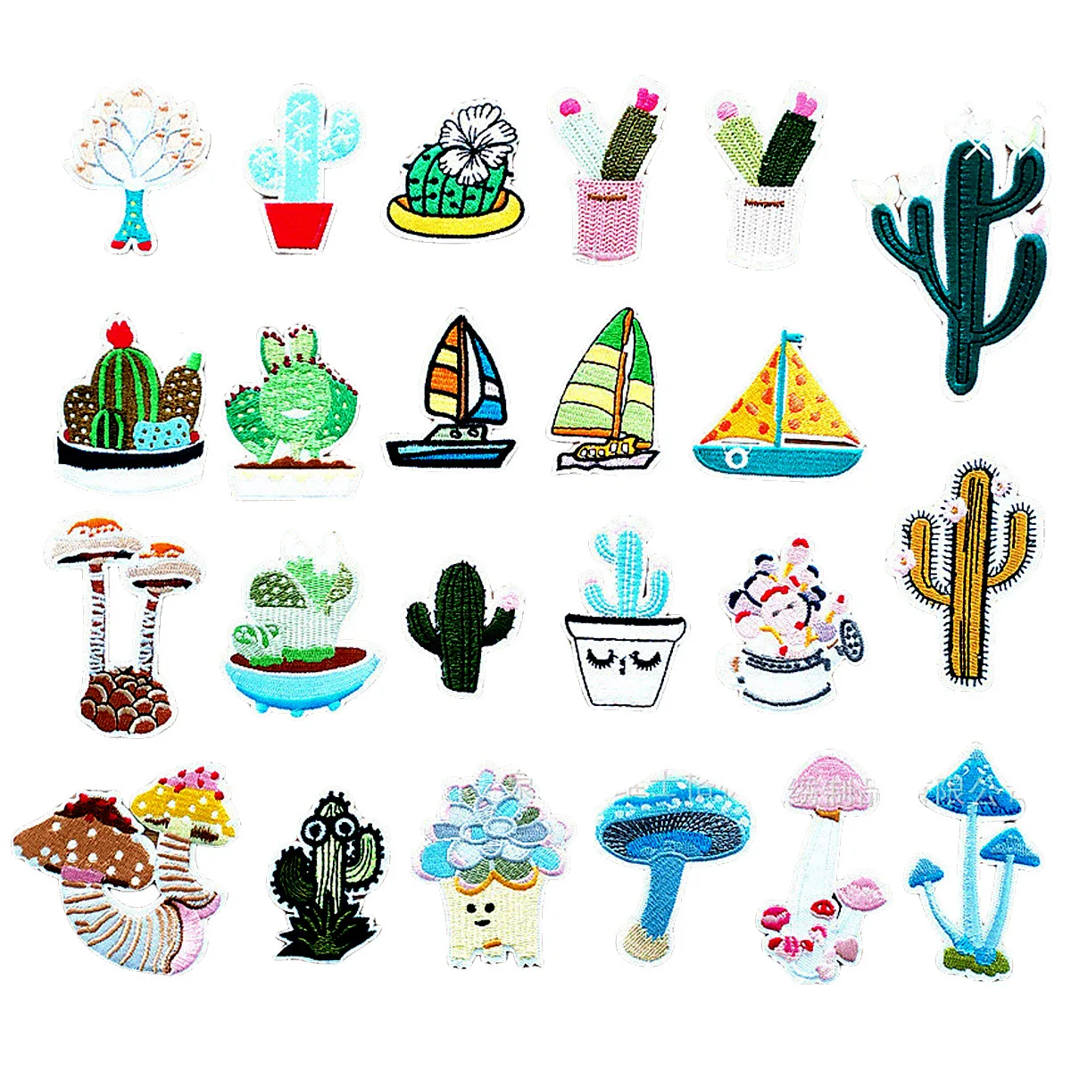 Вышитые-нашивки-с-мультяшными-грибами-и-кактусами--Самоклеящиеся-аппликации-для-декора-и-ремонта-одежды-своими-руками