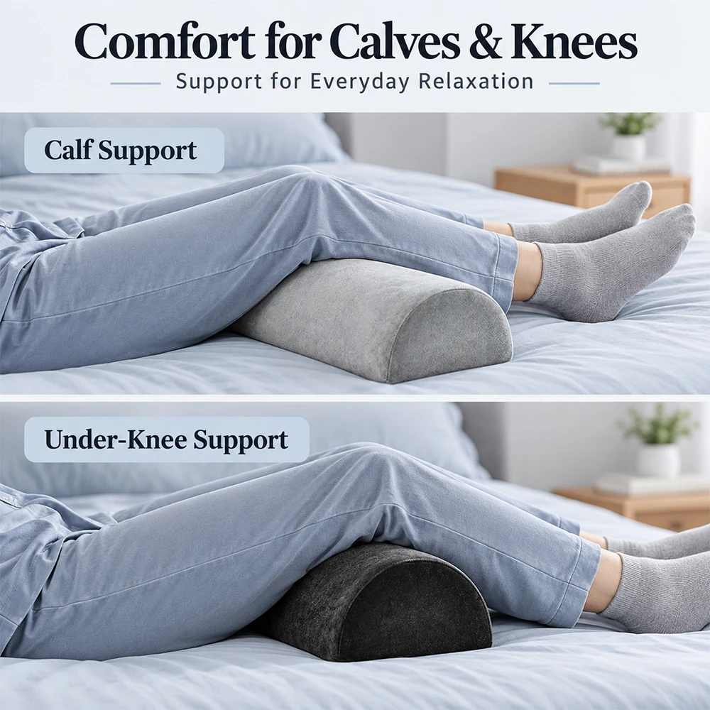 Klimonla Knee Pillow Lumbar Pillow High Quality Memory Foam Leg Pillow Black Gray Spread the Pressure Lumbar Pillow