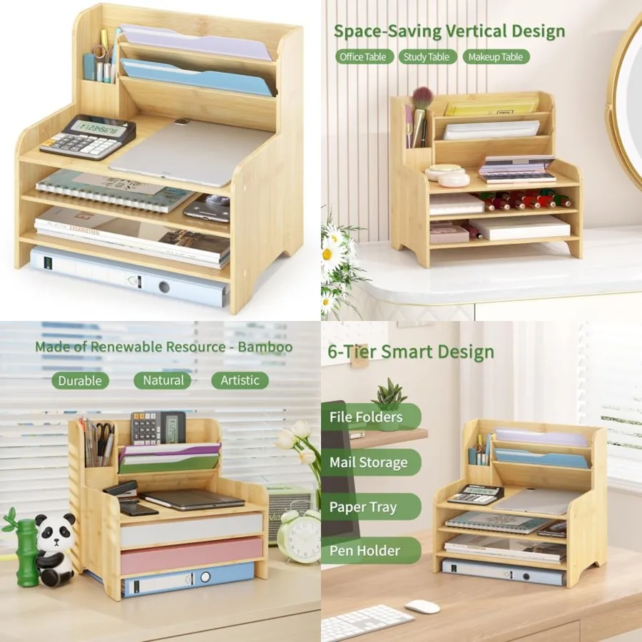 

Desktop Mail Letter Tray Paper Document Organizer with Pen Holder for Home Office Supplies, Office Desk Accessories and Workspa