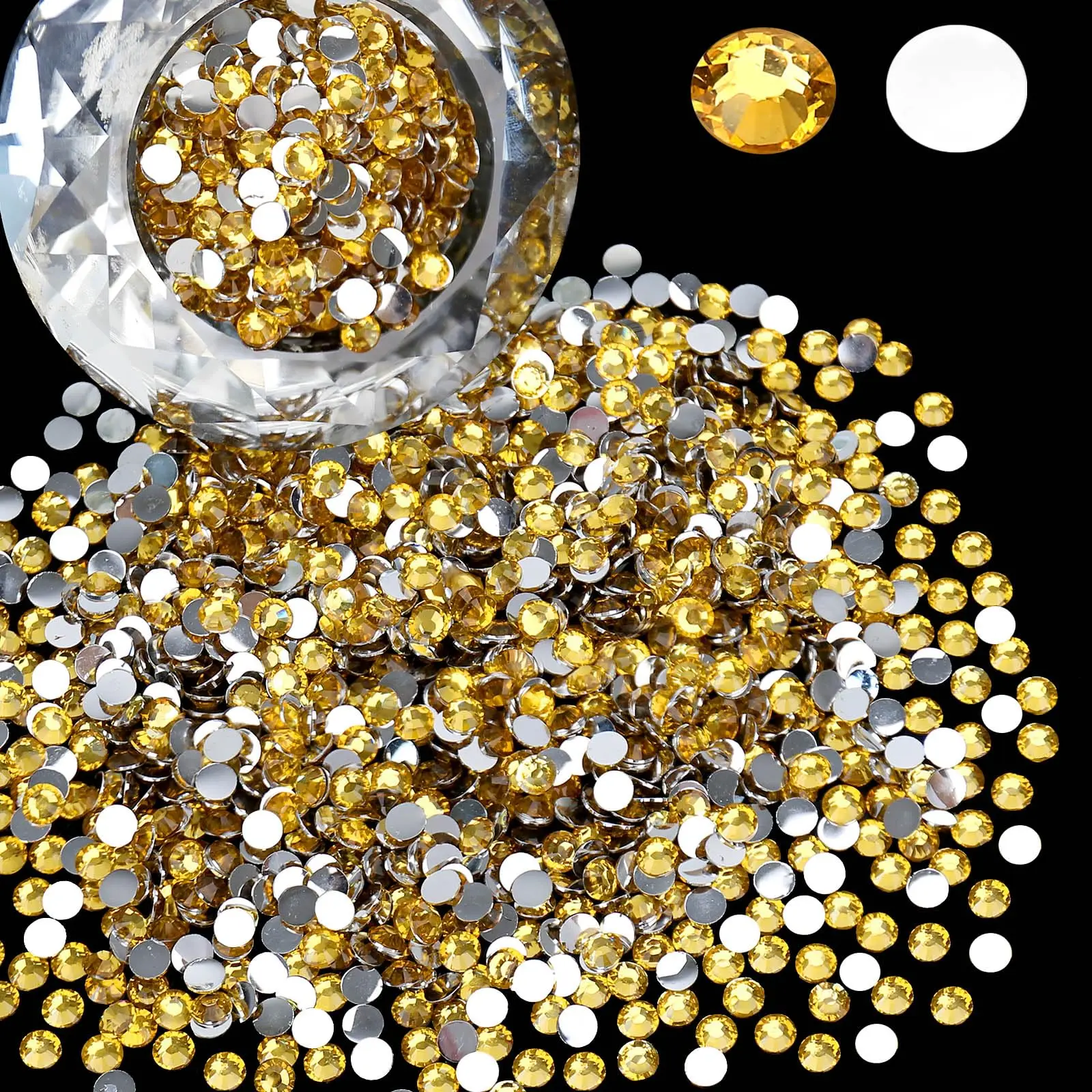 Golden Silvery Flatback Resin Rhinestones 2mm 3mm 4mm 5mm 6mm Drill Faux Gems Beads for Crafts DIY Nail Art Charms Supplies