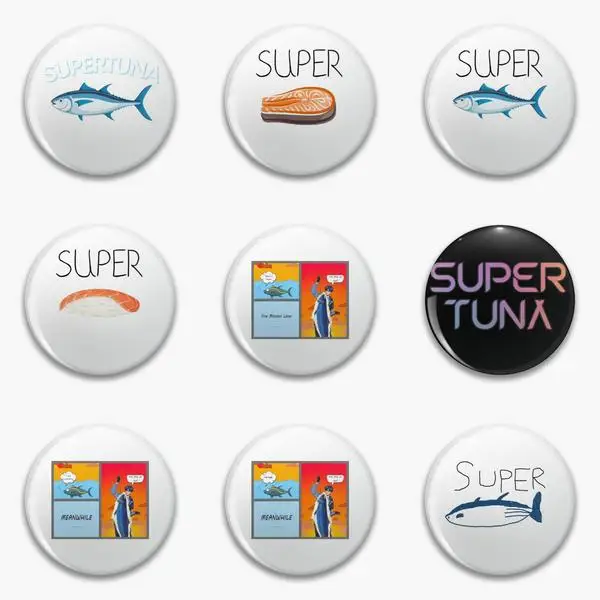 Super Tuna Pop Fun Jin Soft Button Pin Customizable Fashion Brooch Cute Gift Hat Lover Jewelry Lapel Pin Decor Clothes Metal