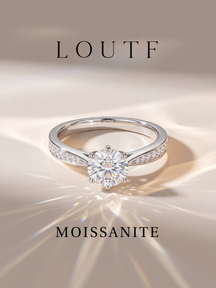 Luxuriöse 925er Silber-Plattierte Echte 0,5-1CT Moissanit-Diamantringe für Damen, Hochzeit, Verlobung, Original-Edelstein-Schmuck – Detail 1