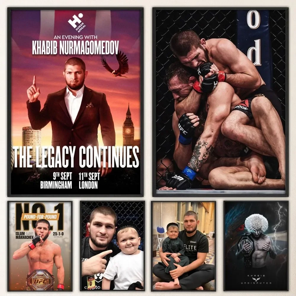 K-Khabib Cool N-Nurmagomedov Plakat Vintage Wydruki Sztuka Dom Malarstwo Łazienka Kuchnia Bar Akcesoria Naklejka Ścienna Duży Rozmiar