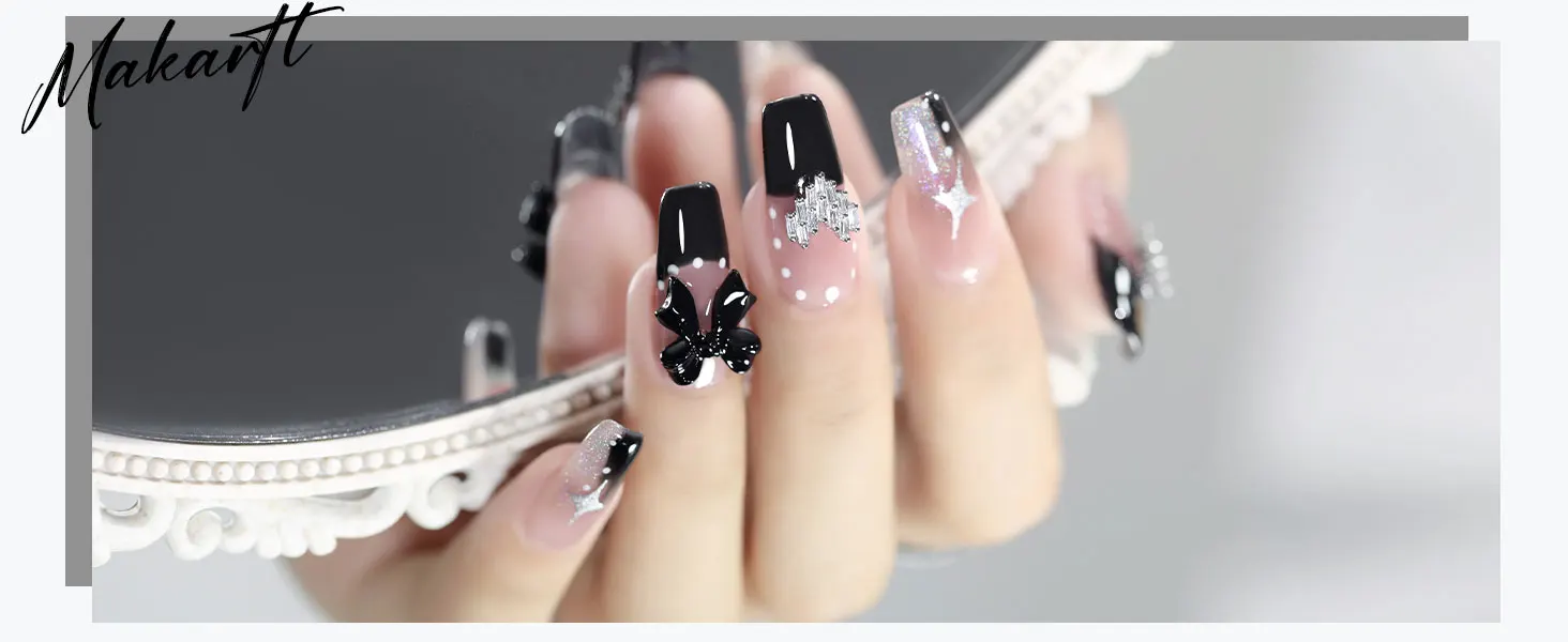 Makart Gel Nagellack Liner Set 8ml, 2 Farben Nail Art Sommer Französisch Politur weiß schwarz für Französisch Spitze Wirbel ziehen Nagel einweichen – Detail 9