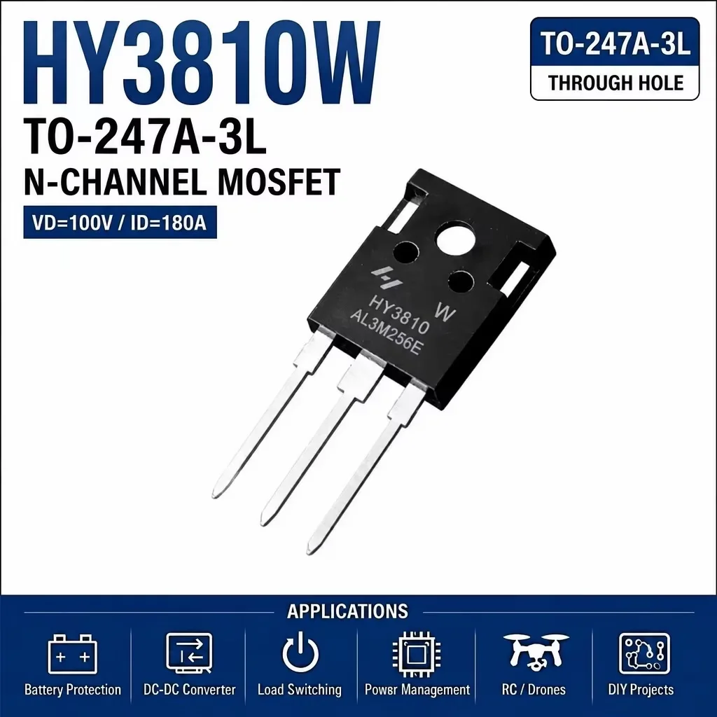 (10 pcs) HY3810W TO-247A-3L (Marking HY3810W) - N-Channel MOSFET 100V 180A 4.2mΩ