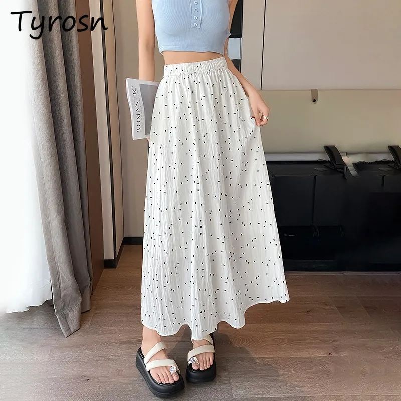 

Polka Dot Skirts Women Summer New Oversized Slim A-line Elastic High Waist Gentle Elegant Korean Style Temperament Design Street