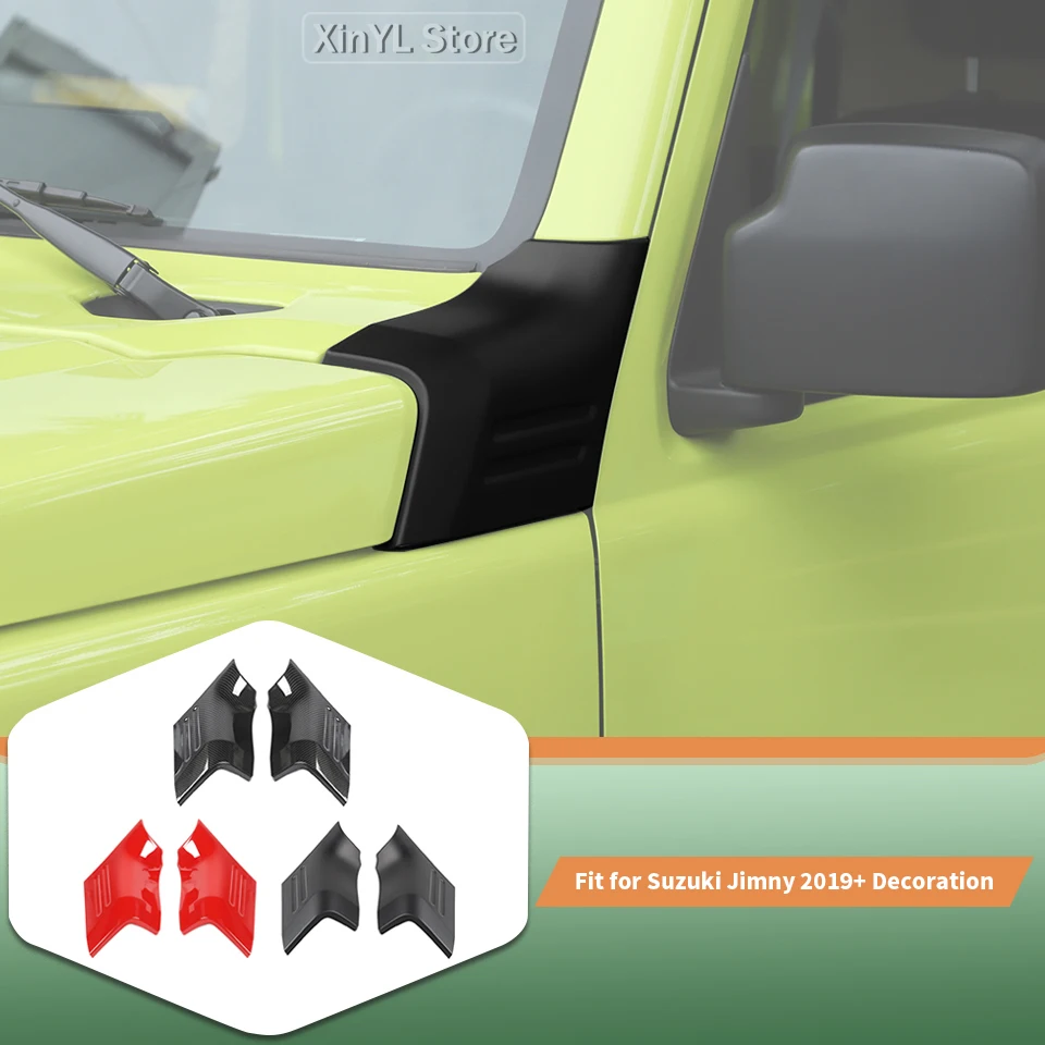 Cubierta de ángulo de motor delantero ABS para coche, cubierta decorativa para envoltura de esquina de capó, embellecedor para Suzuki Jimny JB64 JB74 2019 Up, accesorios exteriores