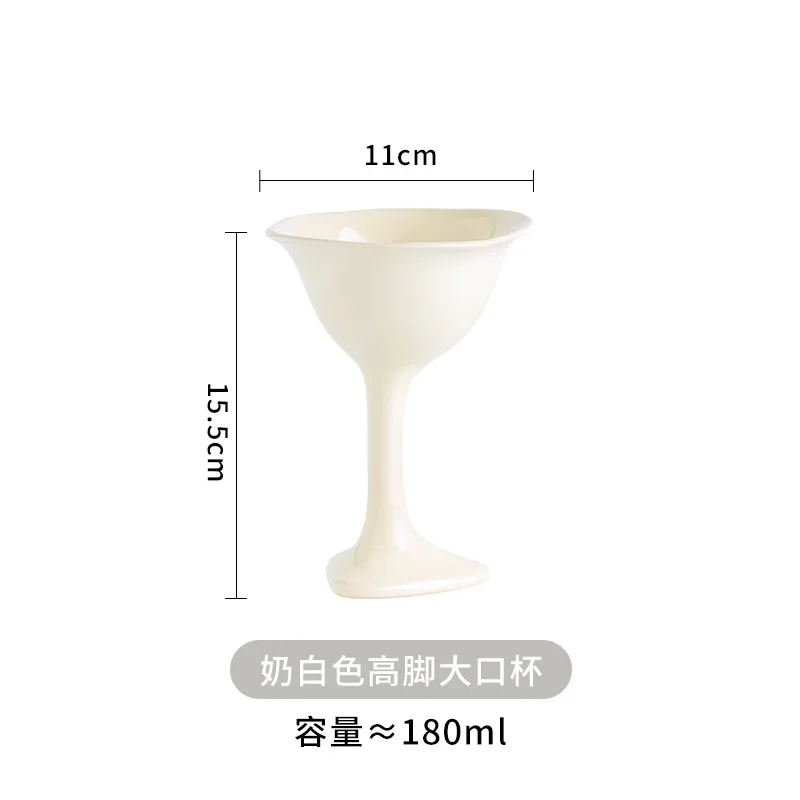 Tall handmade wine glass ice cream milk cup couple breakfast dessert  household fruit cup plate ceramic coffee
