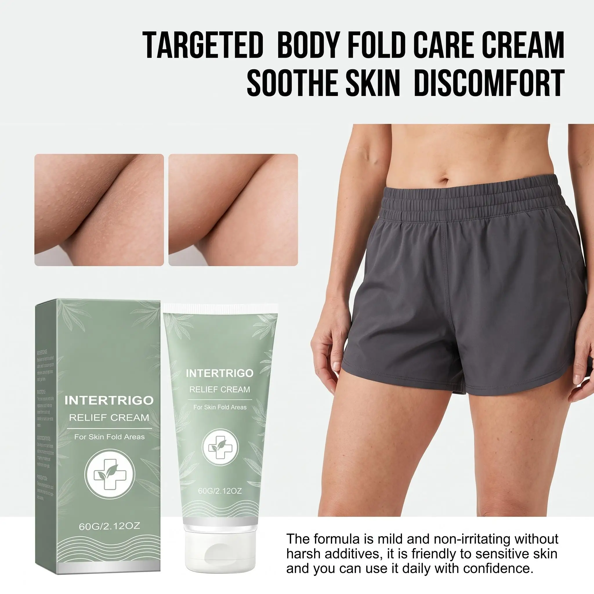 Intertrigo Relief Cream Soothing Skin Fold Redness Reduce Inner Thigh Underarm Friction Daily Body Care Skin Fold Barrier Cream