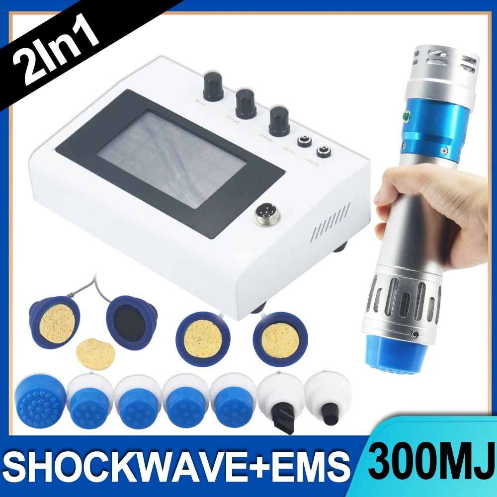 Newest Shockwave Treatment Machine 300MJ Muscle Stimulation ED Treatment Shoulder Neck Pain Body Relax 2in1 Shock Wave Equipment