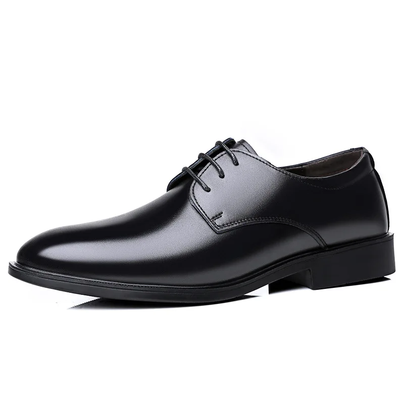 Koreaanse puntige platformschoenen met veters voor heren Zakelijke formele casual leren schoenen Man effen kleur Nieuwe designer trouwschoen