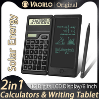 2 in 1 Foldable Solar Energy Calculator 12 Digits LCD Display Desktop With 6 Inch Writing Tablet Pen For Business School Office