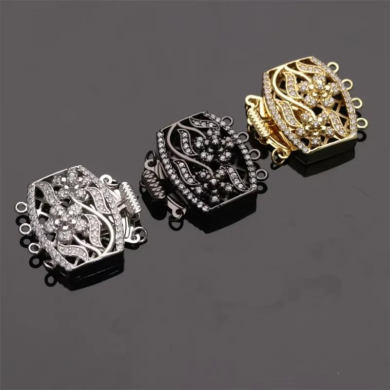 3pcs  26*29mm  Cubic Zircon CZ Micro Pave  Clasp Pendant necklace Bracelet Jewelry Making DIY