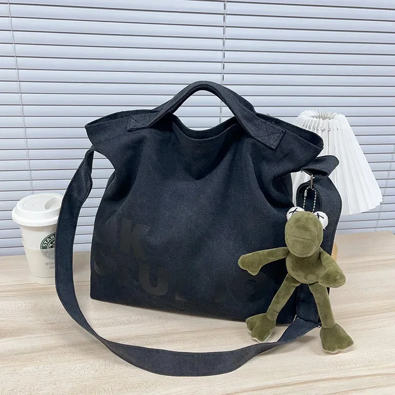 Neue verdickte gewaschene Segeltuch tasche, koreanische Damen handtasche Umhängetasche, Einkaufstaschen für Frauen mit großer Kapazität, Schult aschen für Schüler – Detail 5
