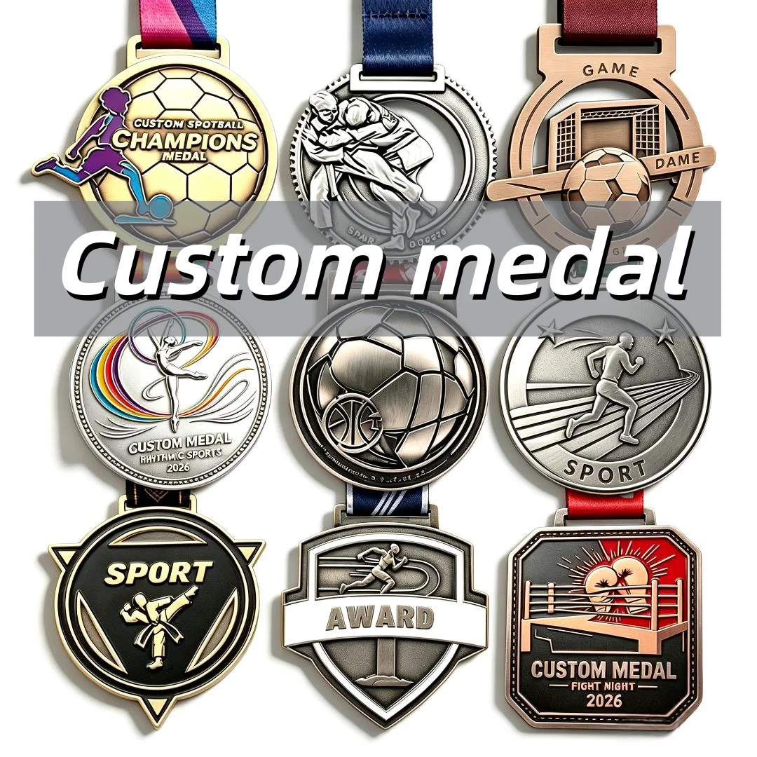 Custom Logo Sports Medals, Custom Medal Zinc Alloy 3D Enamel for Football Running Boxing Dance Taekwondo
