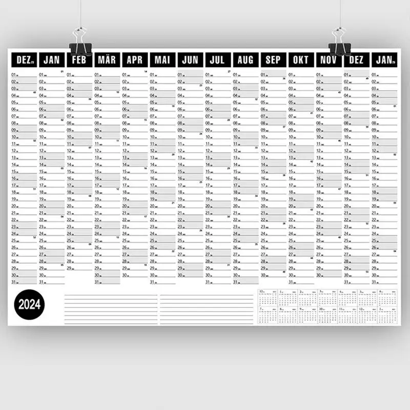 

2024 Yearly Wall Calendars 365 To Do Calendar Planner Poster Year-Round 2024 Calendars From Jan. To Dec. Large 365 Poster