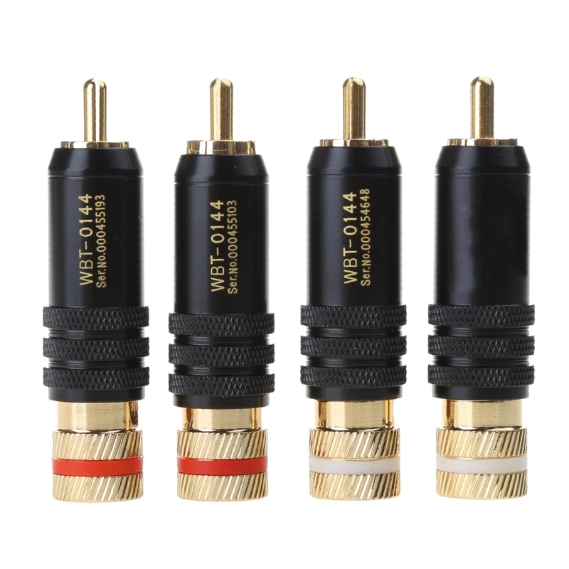 4 Pcs WBT-0144 Gold Plated RCA Plug Lock Soldering o/Video Plugs Connector