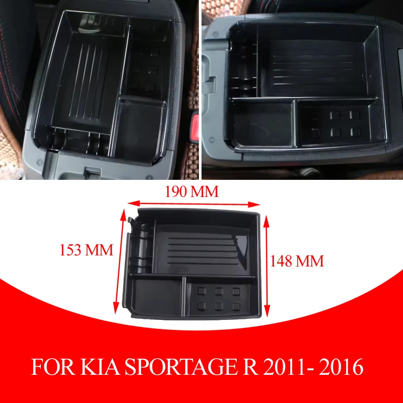 Автомобильный подлокотник, ящик для хранения для Kia Sportage R 2011-2016, консольный лоток с левым рулем, контейнер, органайзер, аксессуары для интерьера