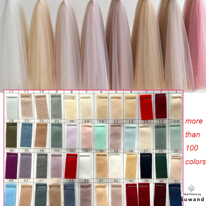 Soft Tulle Fabrics Wedding Celebration Curtain Clothing White Pink Chamapgne Mesh Gauze Layout Chair Back Yarn Encryption Veil