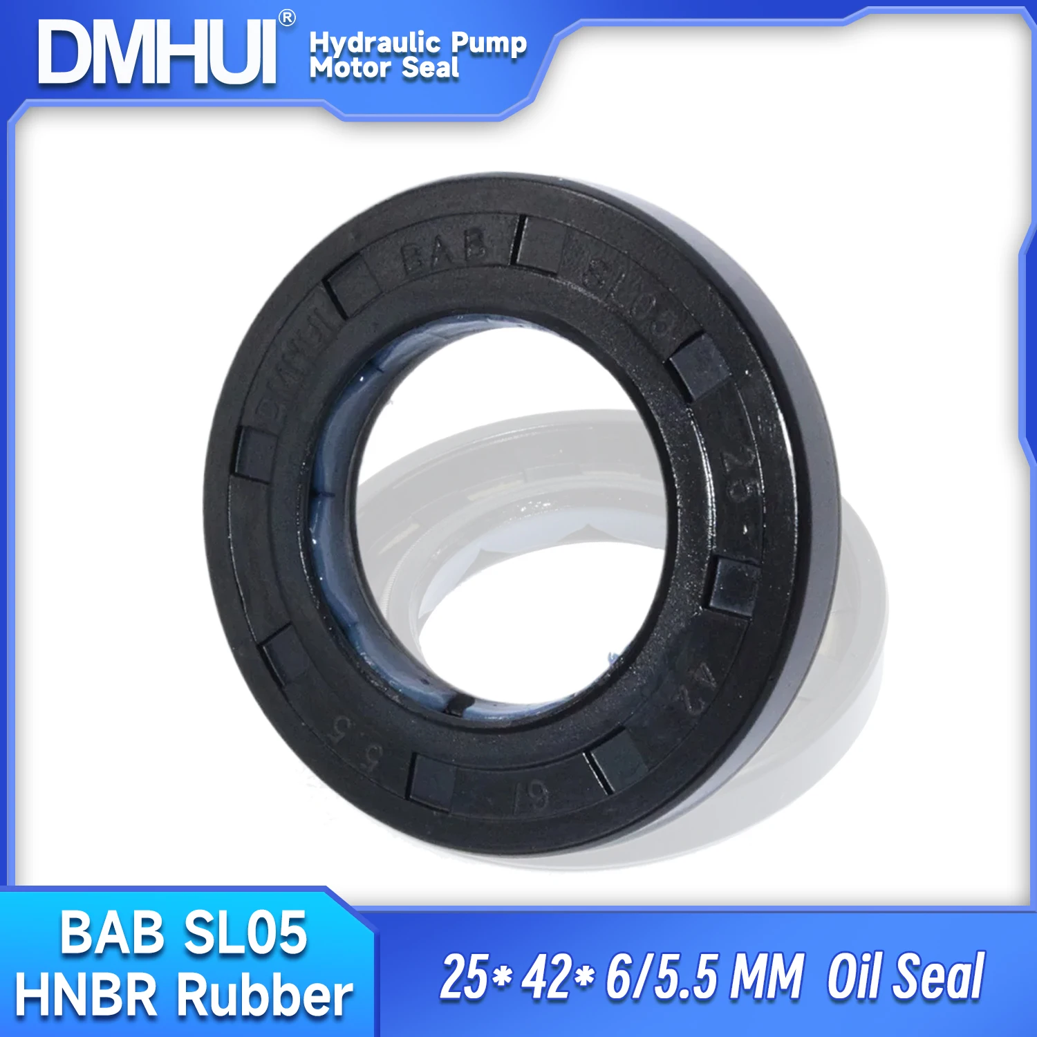 

DMHUI NBR Rubber 25x42x6/5.5mm Shaft Oil Seal for Hydraulic pump or motor, Construction machinery BABSL05 Type ISO9001:2008