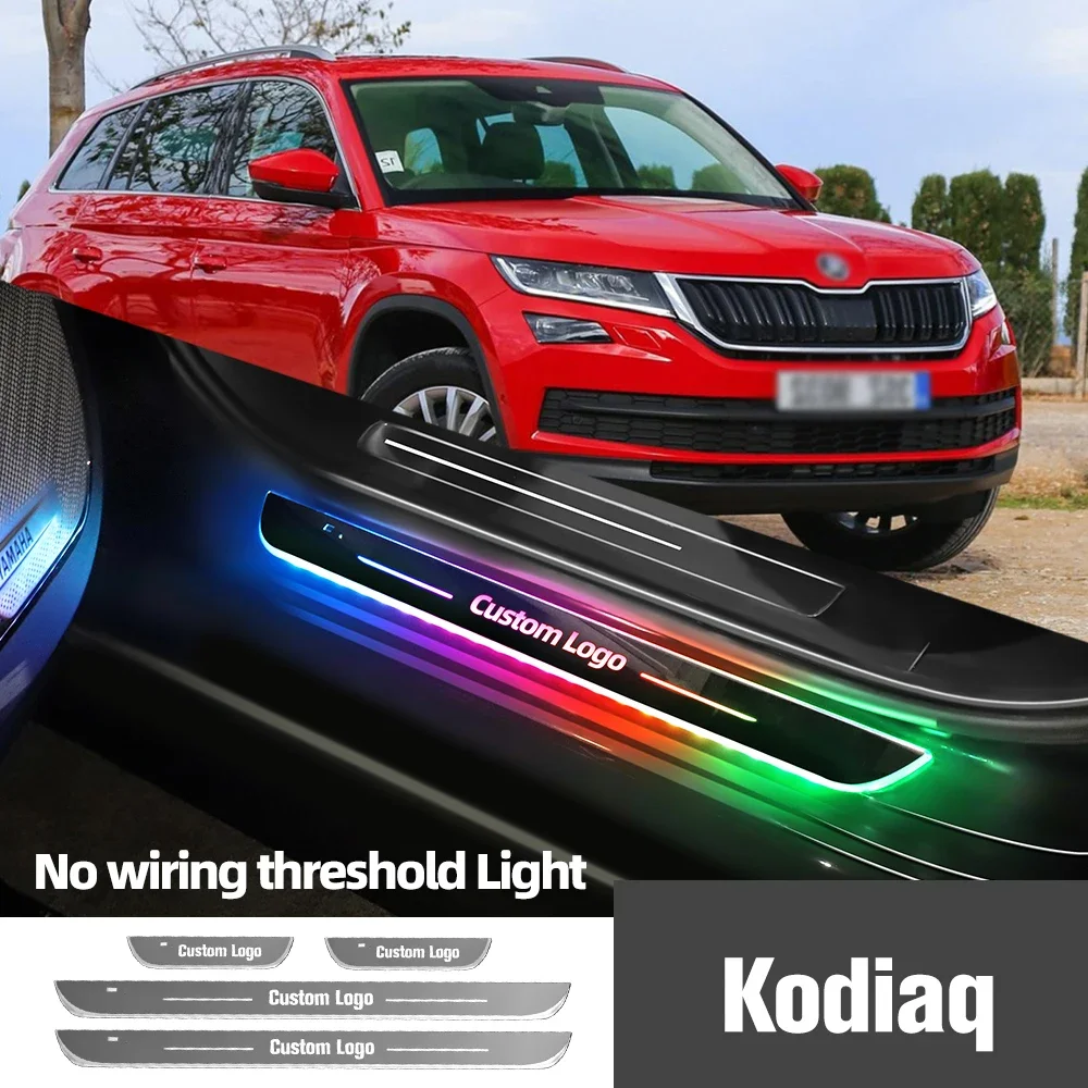 

For Skoda Kodiaq 2016-2023 2020 2021 2022 Car Door Sill Light Customized Logo LED Welcome Threshold Pedal Lamp Accessories