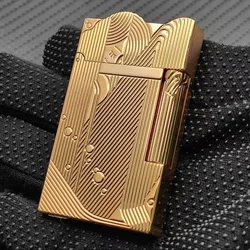 Classic Steel Tone High-end Lighter, Metal Brushed Vertical Stripe, Men's First Choice Lighter, Mermaid Pattern, Men's Lighter