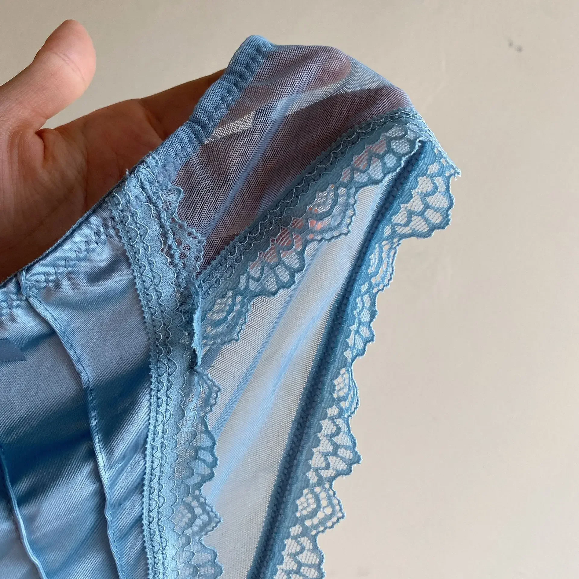 Culotte en Satin Vintage pour Femme, Sous-Vêtement Respirant, avec Nministériels d en Dentelle, Lingerie Féminine, Maille Mi-fine, Nouvelle Collection