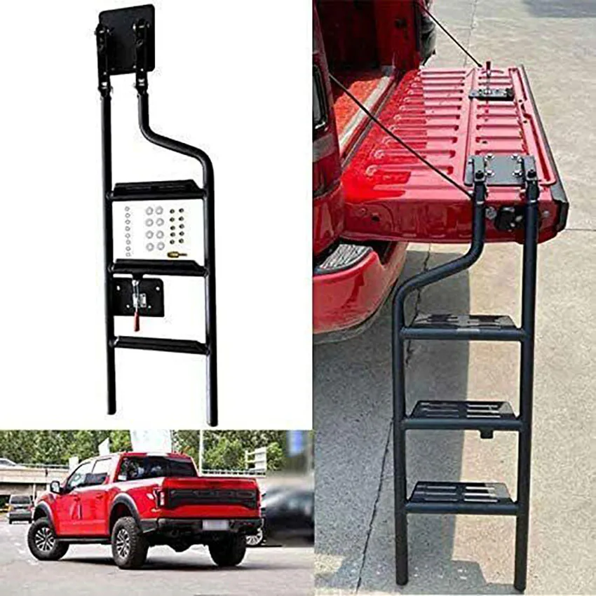 Steel Pickup Truck Foldable Tailgate Step Ladder Fits for Ford F150 2015-2021