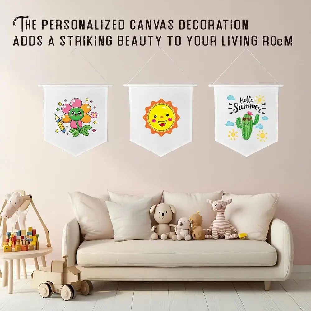 10.82x11.81 30-Piece DIY Canvas Banners, 12oz Fabric, Kids Room Decor, Enamel Pin Display, Birthday & Educational Activities