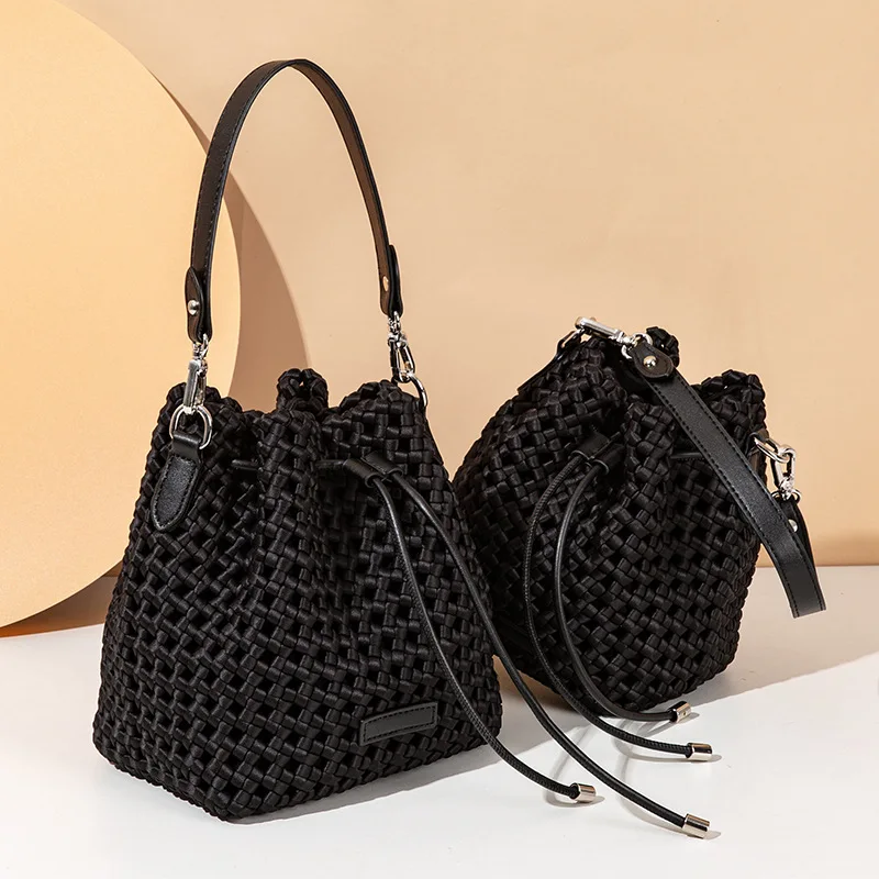 Windmill Knot Handbag Hand-woven Mini Shoulder Bag For Women Woven Desinger Solid Color Bucket Bag High Quality Crossbody Bags