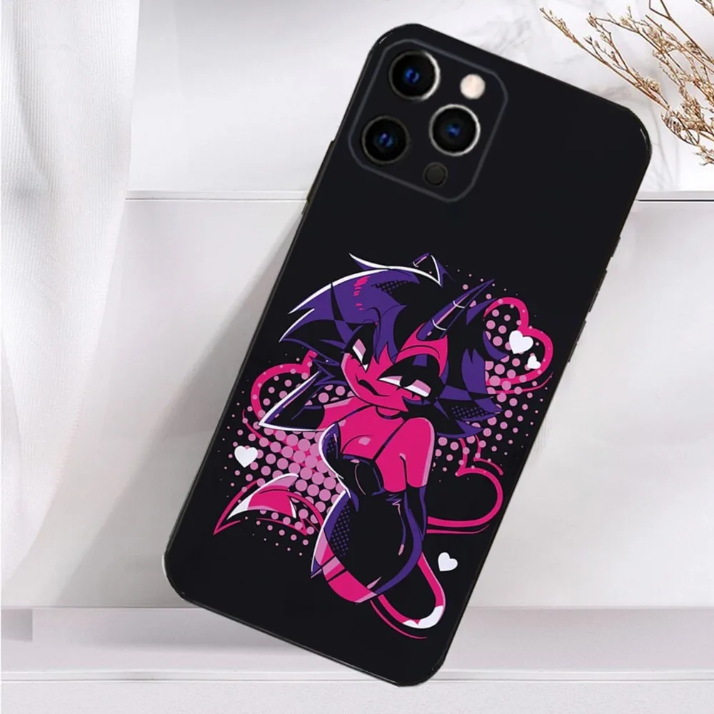 Anime H-Helluva B-Boss Phone Case For iPhone 16,15,14,13,12,11 Plus,Pro Max,XS,X,XR,SE,Mini,8,7 Soft Silicone Black Cover