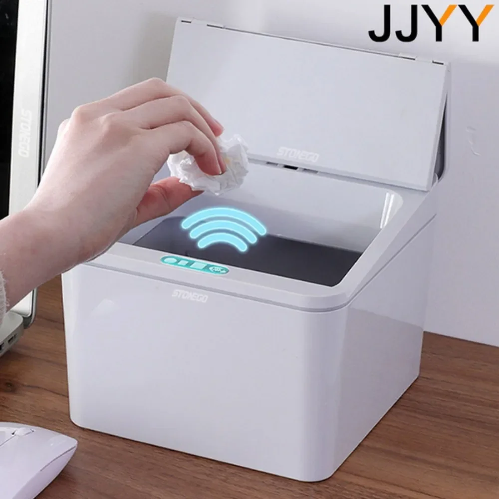 JJYY 4L/6L Intelligent Sensor Organizer Desktop Intelligent Contactless Auto Open Trash Can Car Office Home Essentials