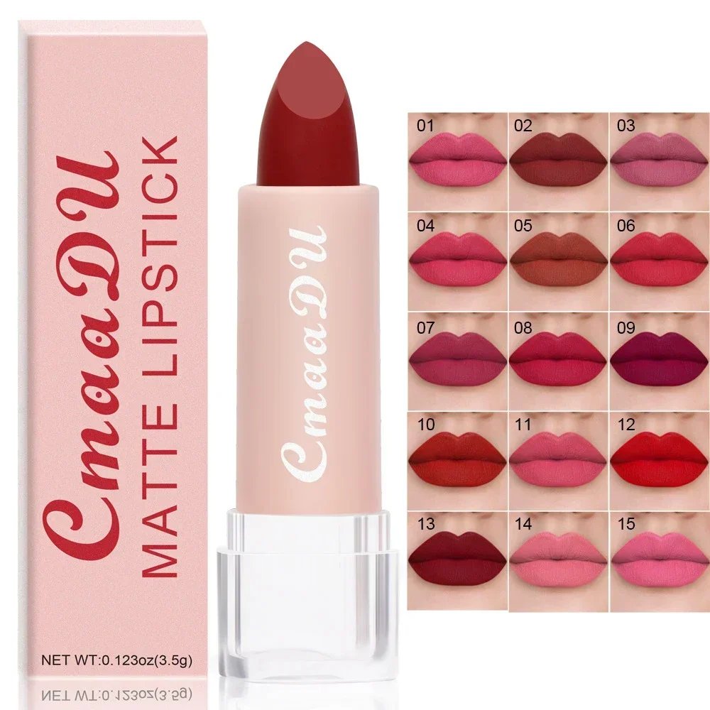 15 Colors Matte Nude Lipstick Waterproof Long Lasting Non-stick Cup Moisturizing Cosmetics Korean makeup For Women Gifts