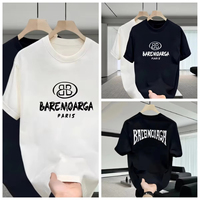 2025 Trendy Brand Large Size Round Neck Printed Short-sleeved T-shirt Men's Summer Casual Loose Simple Letter Printed Clothes