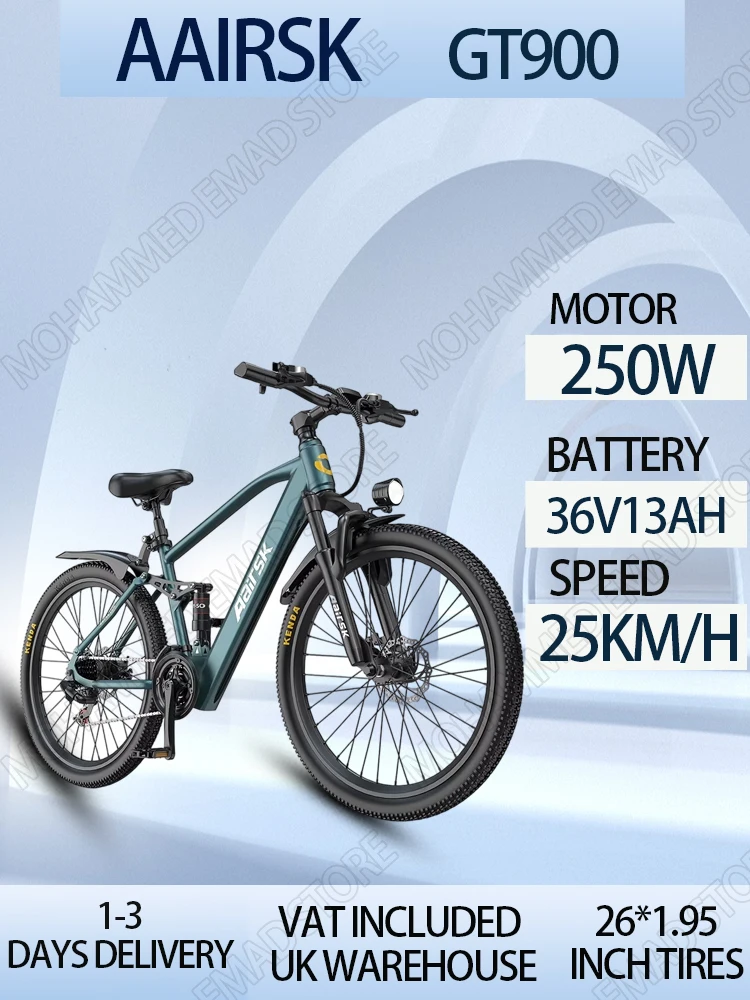 AliExpress Aairsk GT900 Electric Bicycle 250W Powerful Motor 36V13AH Lithium Battery Adult Electric Bike 26-inch Tire Mountain Riding Ebike