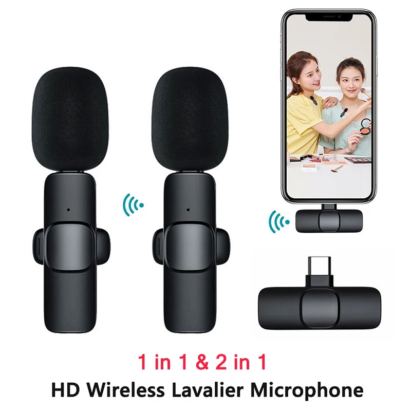 Wireless Lavalier Microphone Portable Audio Video Recording Mic for iPhone Android Long battery Live Tiktok Broadcast Gaming Mic