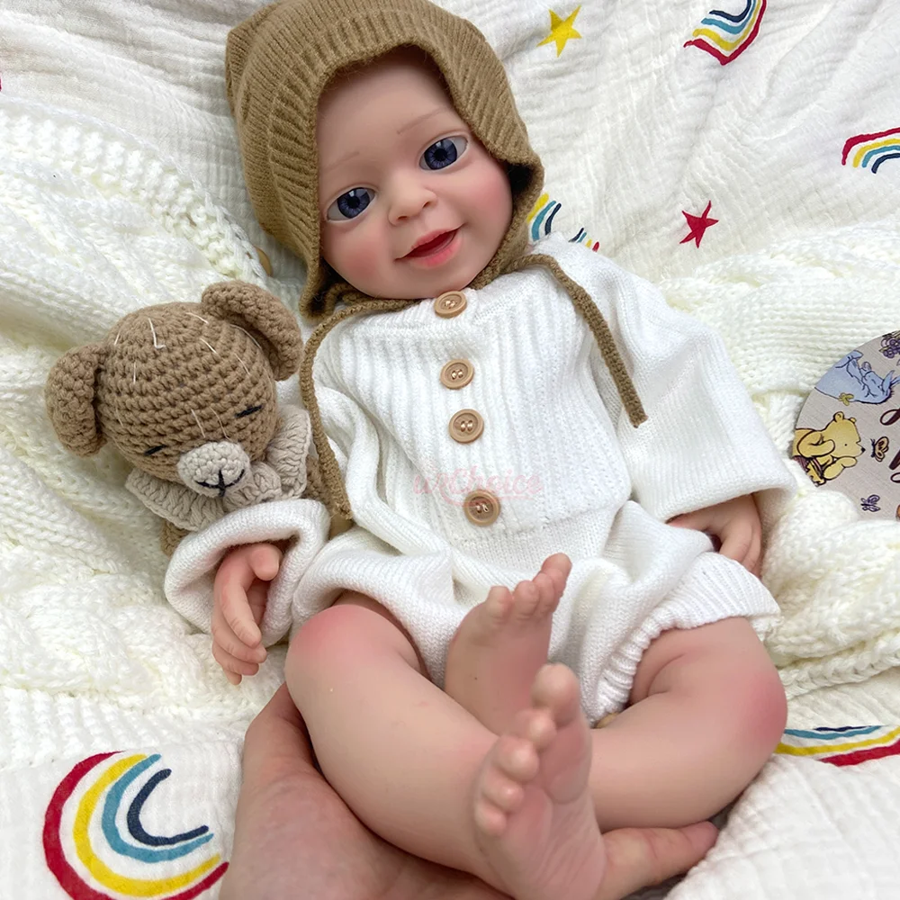 18-calowa Realistyczna Lalka Reborn z Otwartymi Oczami, Miękka Silikonowa Lalka Reborn Chłopiec, Ręcznie Robiona, Miękka w Dotyku, Noworodek dla Dzieci, Prezent na Urodziny