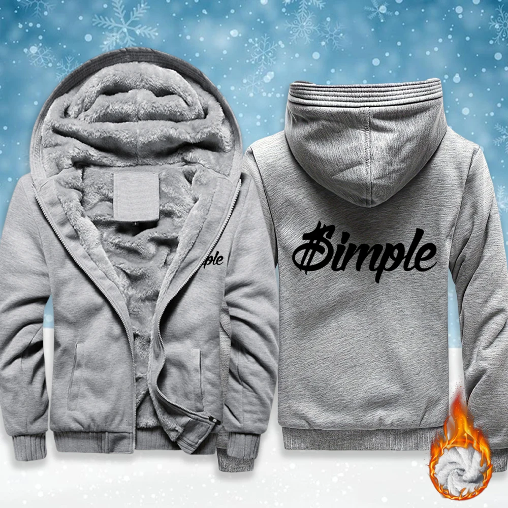 

$Imple Eye-Catching Large Prints Men Fleece Soft Jackets Warm Thicken Outwear Winter Comfy Hoodie Zip-Up Pocket Veste Sport Tops