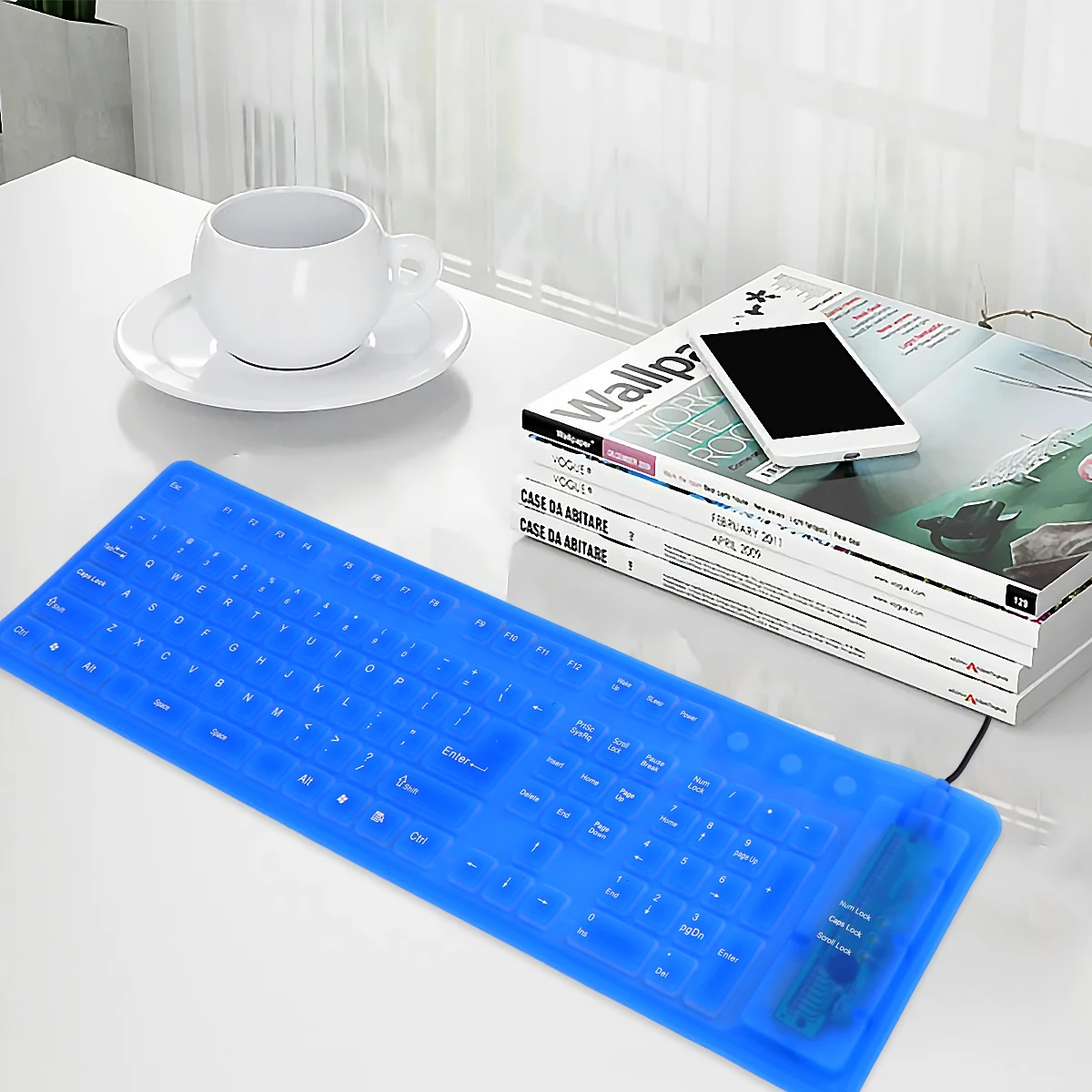 

Ultra Thin Silicone Keyboard Waterproof Dustproof Foldable Roll Up USB Wired 15M Keystrokes Portable for Laptop