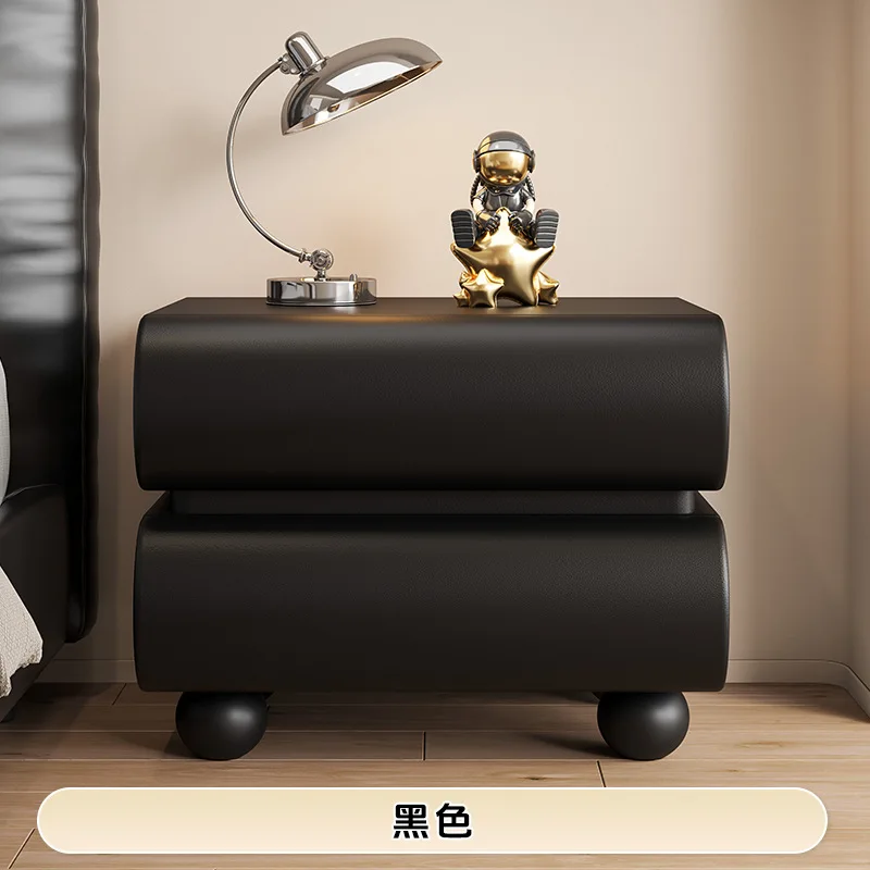 Simple modern solid wood cream wind bedside table Italian minimalist