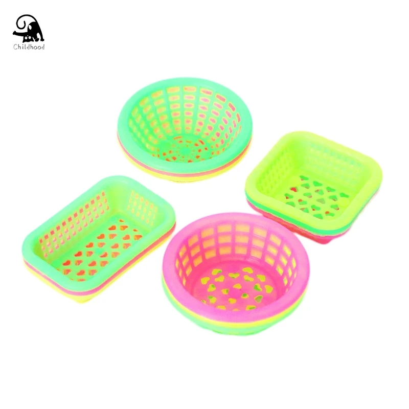 3Pcs Dollhouse Miniature Food Play Supermarket Vegetable Basket Household Storage Basket Model for Dollhouse Kitchen Furniture