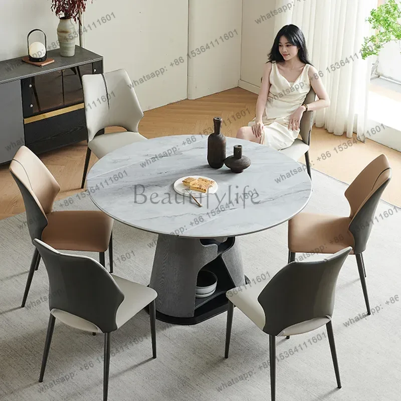 FG Extendable Foldable Dining Tables Light Luxury High-end Dining Tables Modern Household Dining Room Furniture Linge De Table Y