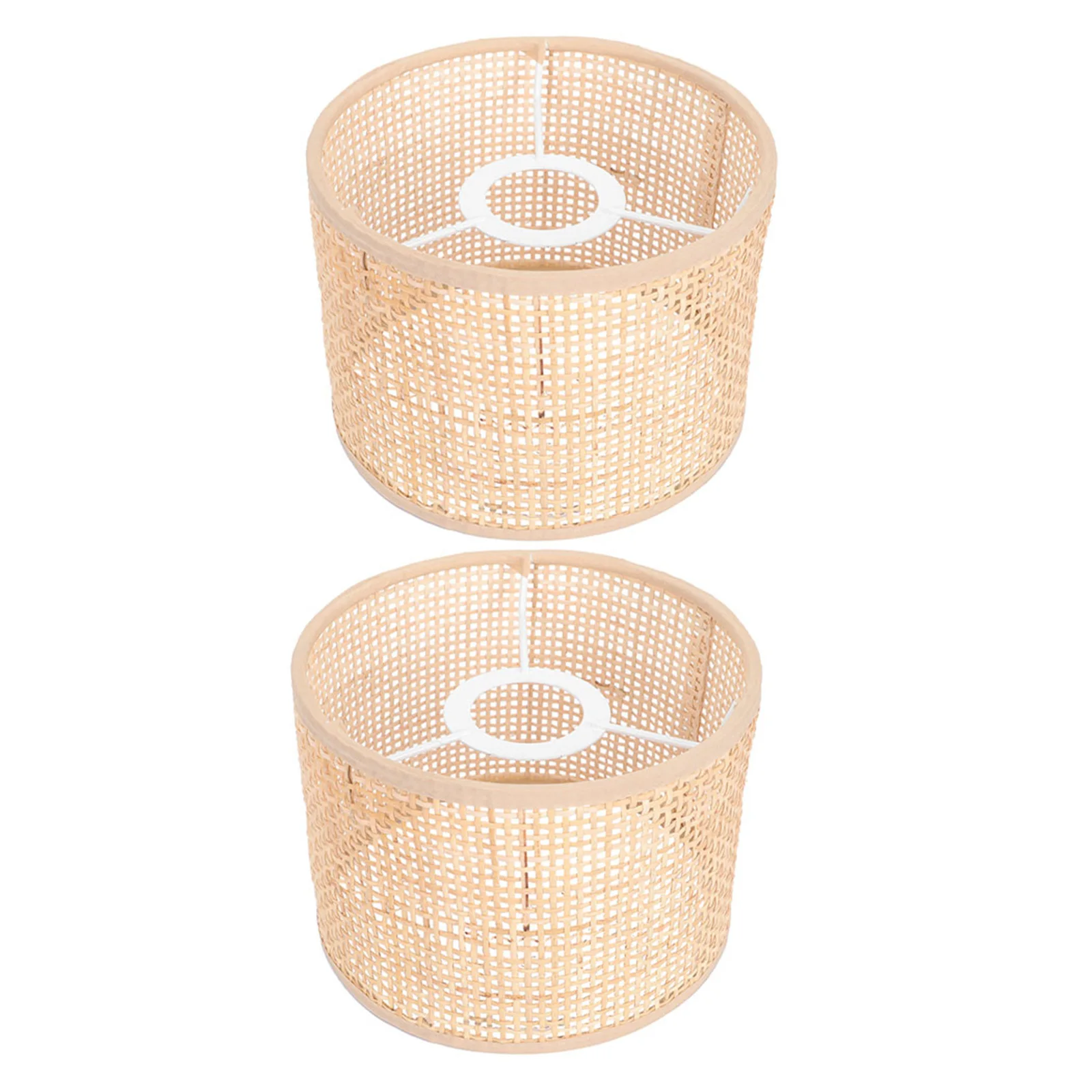 

2Pcs Natural Rattan Lamp Shade Hanging Light Cover Soft Lighting Effect for Bedroom Kitchen Office Decor Woven Lampshade