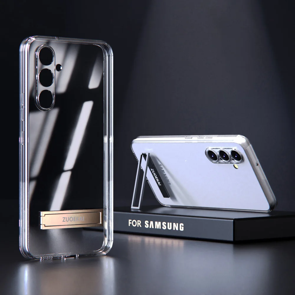 New For Samsung Galaxy A55 Transparent Case with Kickstand Clear Case A 35 55 34 54 32 5G Cover Funda Coque Soft For A15 A14 A33