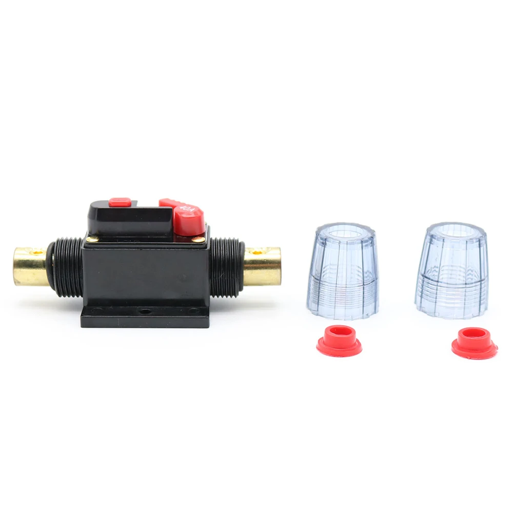 

40Amp Circuit Breaker Audio Car Resettable 12V 24V 32V Electrical Safety GoldPlated 4Gauge Wire Max8mm Switch Relay