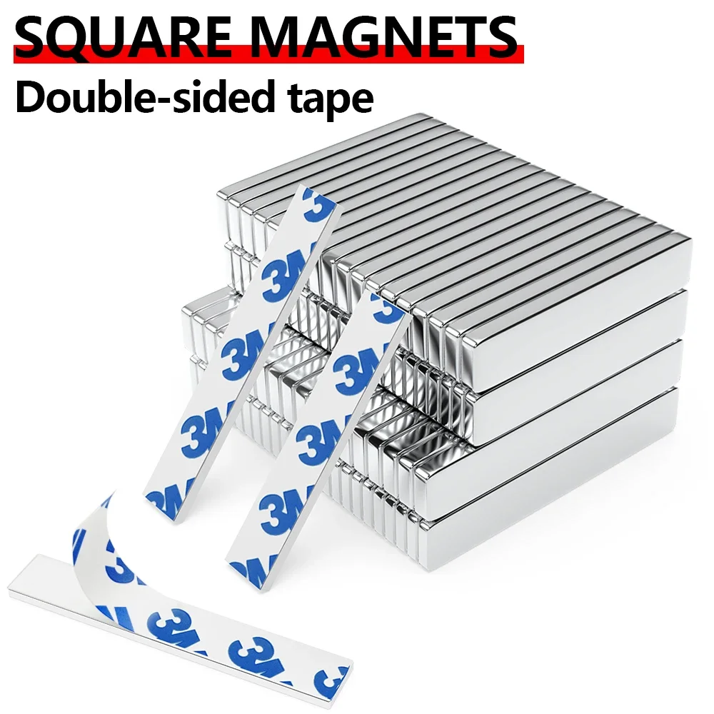 

N35 Суперсильный неодимовый магнитный блок с двусторонним клеем NdfeB Мощные постоянные магнитные Imanes Магниты на холодильник