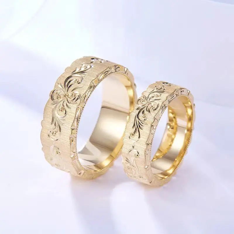Custom Designer Handcrafted Engraved Flower Style S925 Sterling Silver Men\'s & Women\'s Couple Rings Engraved Wedding & Engagemen