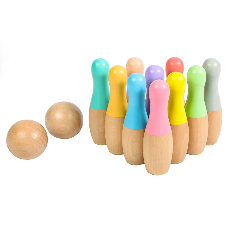 Wooden Bowling 10pcs Bottles Toys for Kids